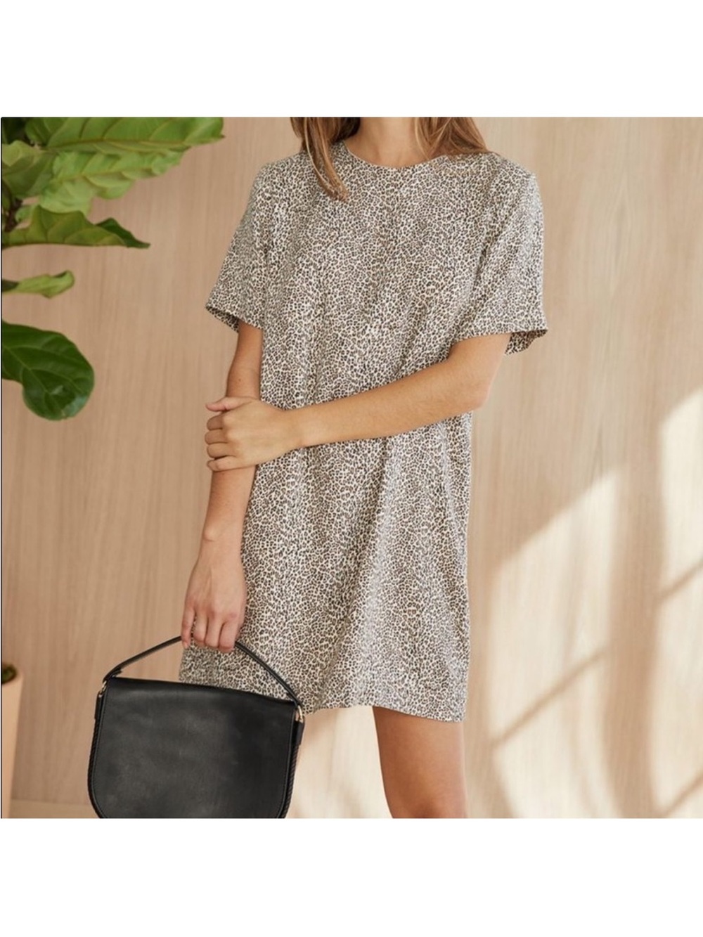 JENNI KAYNE Leopard Print Tee Shirt Dress Short Sleeve Size Small